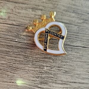 SWRI Scottish Women's   White Heart Pin with Crown